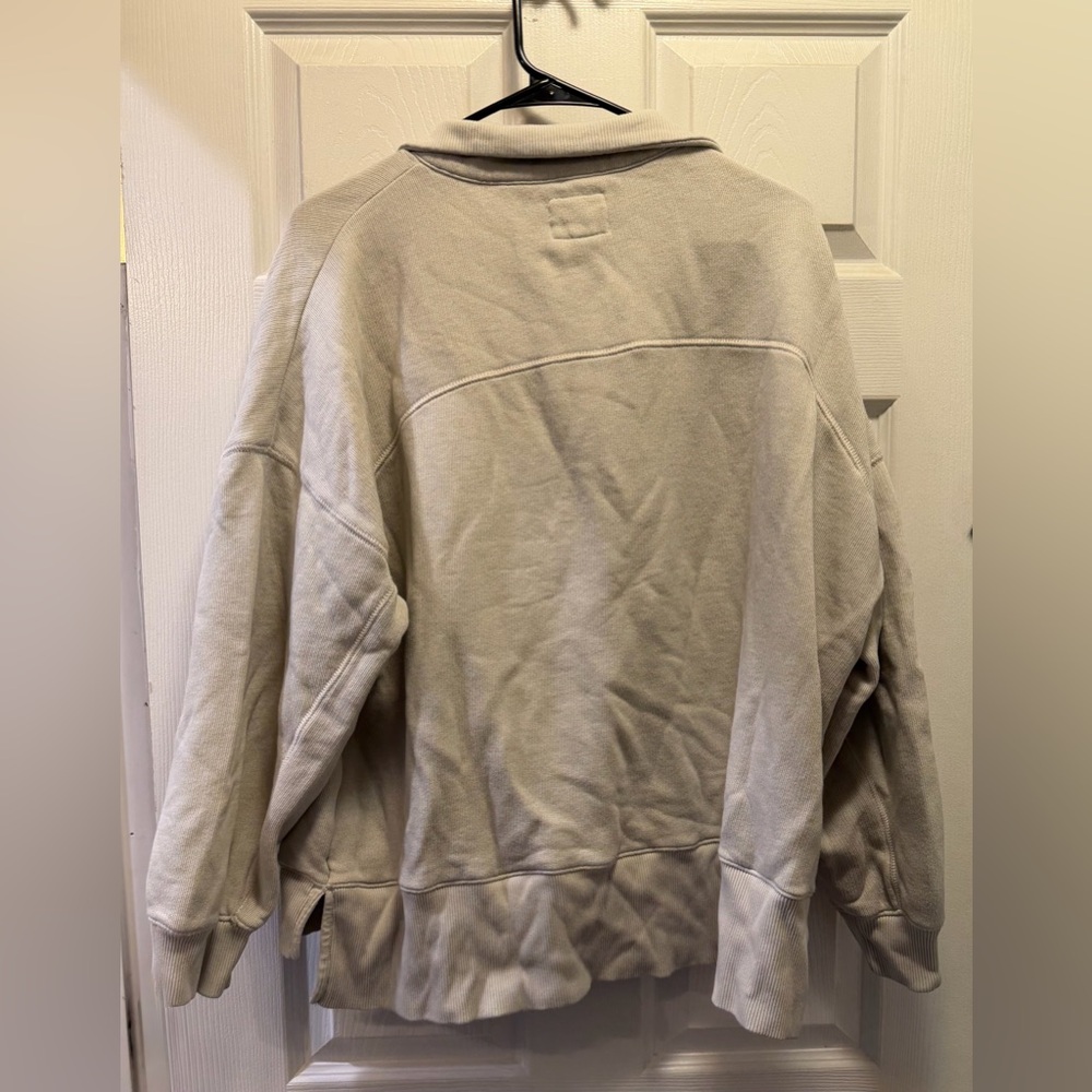 American Eagle Cream Quarter-Button Pullover - image 3